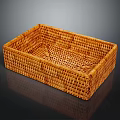 Brown Woven Rectangular Storage Basket for Daily Household Use with Practical Design and Intricate Texture 3d model