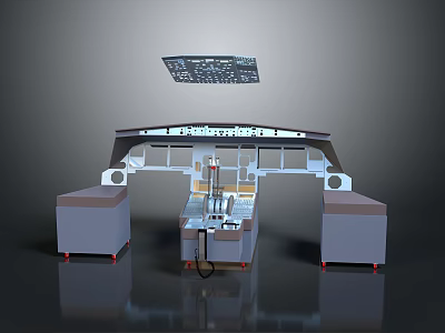 Aircraft Cockpit 3D Model Detailed Structure With Instrument Panels And Control Consoles 3d model