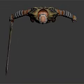 Ornate 3D Warrior Character Wearing Detailed Armor Holding Decorative Sword With Red Gold Accents