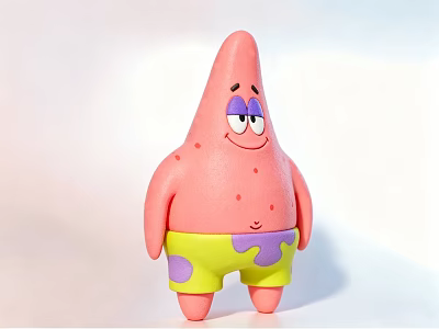 Pink Star Shaped Patrick Star Doll With Smiling Face And Yellow Purple Spots Shorts 3d model