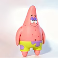 Pink Star Shaped Patrick Star Doll With Smiling Face And Yellow Purple Spots Shorts