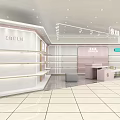 Elegant Gold Framed Pink White Illuminated Display Shelves For Modern Brand Retail Store Interior