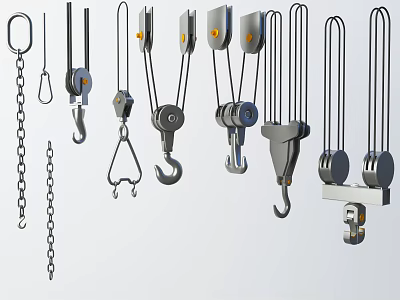 High Quality Hardware Tools Featuring Chains Pulleys Hooks and Metal Components 3d model