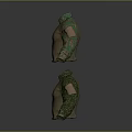 Brown Collared Long Sleeve Tops With Camouflage Sleeves And Green Patterns 3d model