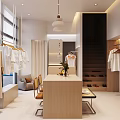 Clothing Store Interior With White Clothing Racks Mannequins Wearing Dresses Wooden Shelves Minimalist Design
