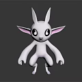 Cute White Fantasy Game Movie Character With Large Ears And Big Eyes