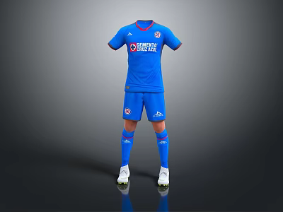 Blue Soccer Uniform Set With Jersey Shorts Socks And Team Logo Sports Equipment 3d model