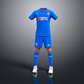 Blue Soccer Uniform Set With Jersey Shorts Socks And Team Logo Sports Equipment