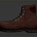 Classic Brown Leather Work Boots With Lace Up Design And Sturdy Sole 3d model