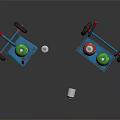 Commercial Equipment Blue Trolleys With Red And Silver Gas Cylinders Green Top And Red Wheels