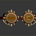 Steampunk Style Leather Strap Goggles With Gold Metal Accents And Red Frame Design