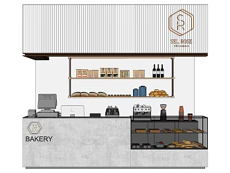 Modern Cashier Cafe Cashier Bar Dessert Shop Front Desk 3d model