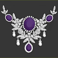 Elegant Fashion Accessory With Large Purple Gemstone Silver Filigree Details And Pearl Accents