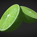 Fresh Green Lime Sliced Into Two Halves Showing Juicy Inner Texture 3d model