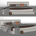 Stylish Modern Double Bed With Plush Pillows Checkered Blanket And Basketball