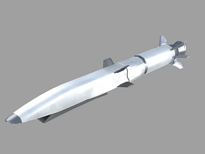 High Performance Military Missile With Silver Streamlined Design Tail Fins And Propulsion System 3d model