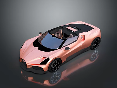 Pink Convertible Sports Car With Sleek Modern Design And Black Wheels 3d model