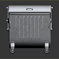 Metal Storage Bin With Wheels Lid And Striped Design For Home Organization