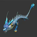 3D Rendered Blue Dragon With Sharp Spikes Blue Scales And Yellow Claws