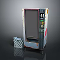 Vintage Vending Machine With Glass Door Control Panel And Striped Container 3d model