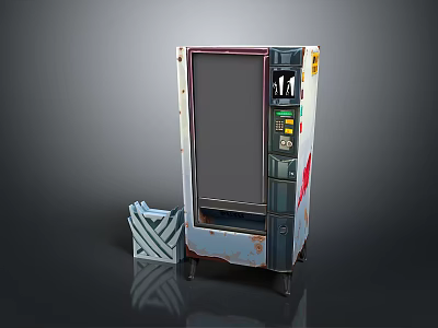 Vintage Vending Machine With Glass Door Control Panel And Striped Container 3d model