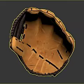 Orange And Brown Leather Baseball Glove With Stitched Design For Sports Use