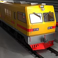 Yellow Train Moving Through Underground Tunnel With Railway Track And Pipes