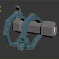Blue Mechanical Clamp Equipment With Gray Hexagonal Component And Geometric Structure