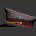 Stylish Gray Red And Blue Fashion Hat With Yellow Badge Decorative Band And Colorful Accents