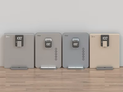 VOKO Set Of Four Modern Kitchen Appliances In Gray And Beige With Digital 3d model