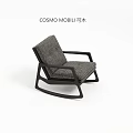 Gray Patterned Fabric Rocking Chair with Wooden Frame Armrests and Padded Seat Back