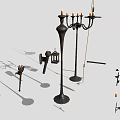 Classic Vintage Lighting Combination With Candelabra Floor Lamp Lantern And Decorative Pieces