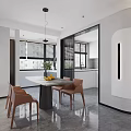 Modern Living and Dining Room Interior With Beige Sofa Coffee Tables TV Unit Decorative Painting and Window