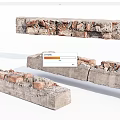 Rustic Building Exterior Wall With Exposed Red Bricks And Concrete Mixed Design 3d model