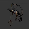 Horned Fantasy Creature Character With Flame Ribbons Holding Lantern Staff And Red Pants