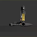 Tactical Military Missile Launcher With Yellow Section And Gray Body Mounted On Stand