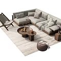 Multiplayer Sofa Coffee Table Side Table Low Table Ornaments Sofa Chair Leisure Chair Pillow Corner Sofa Ornaments Carpet 3d model