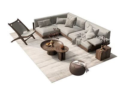 Multiplayer Sofa Coffee Table Side Table Low Table Ornaments Sofa Chair Leisure Chair Pillow Corner Sofa Ornaments Carpet 3d model
