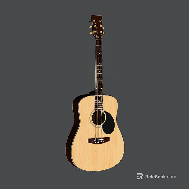 High Quality Acoustic Guitar With Wooden Body And Steel Strings 3d model 