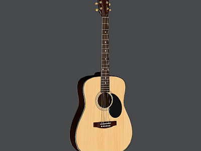 High Quality Acoustic Guitar With Wooden Body And Steel Strings 3d model