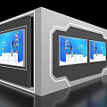 Modern Exhibition Island With Multiple Displays Control Buttons And Digital Interfaces 3d model