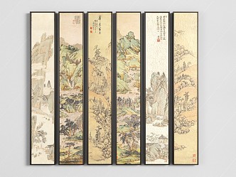 New Chinese Landscape Painting Hanging Painting 3d model