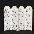 Folding Screen With Colorful Cartoon Patterns And Decorative Design Elements