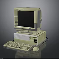 Vintage Electronic Computer With Monitor Desktop Tower Keyboard And Mouse