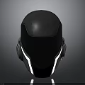 Modern Black Helmet Design With Illuminated Lines Sleek Surface And Ear Components