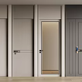 Modern Hinged Doors in Various Styles with Light Dark Gray Glass Insert and Wooden Frame