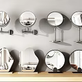 Various Design Mirrors Including Wall Mounted and Tabletop Styles with Round and Irregular Shapes 3d model