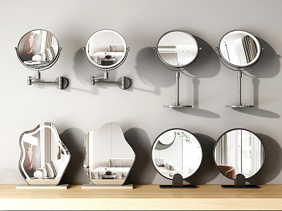 Modern mirror makeup mirror vanity mirror folding mirror wall-mounted mirror beauty mirror small round mirror 3d model