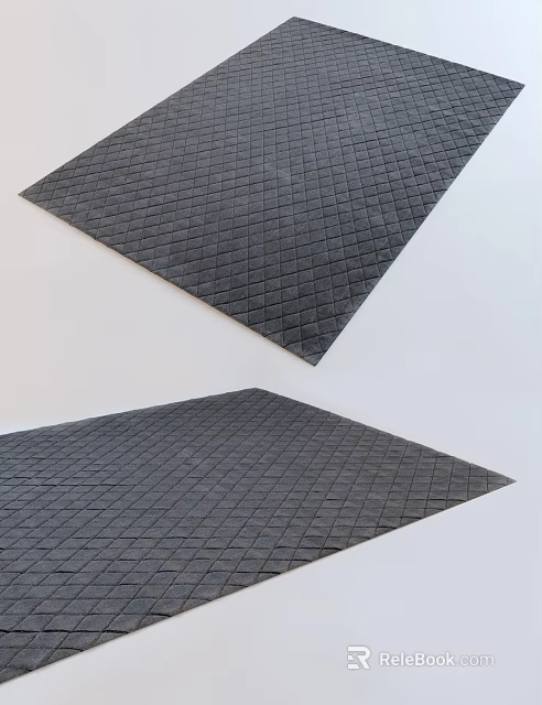 Two Black Square Rugs with Diamond Pattern and Textured Surface for Modern Home Decor 3d model