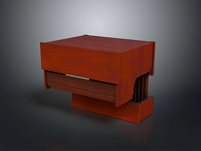 Elegant Modern Wooden Bedside Table With Drawer And Red Finish Design 3d model